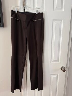 Express Dark Brown Straight-Leg Dress Pants